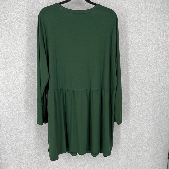 J Jill Wearever Button Front Tunic Top Dress Size XL Green Stretch Jersey Knit - Picture 11 of 11